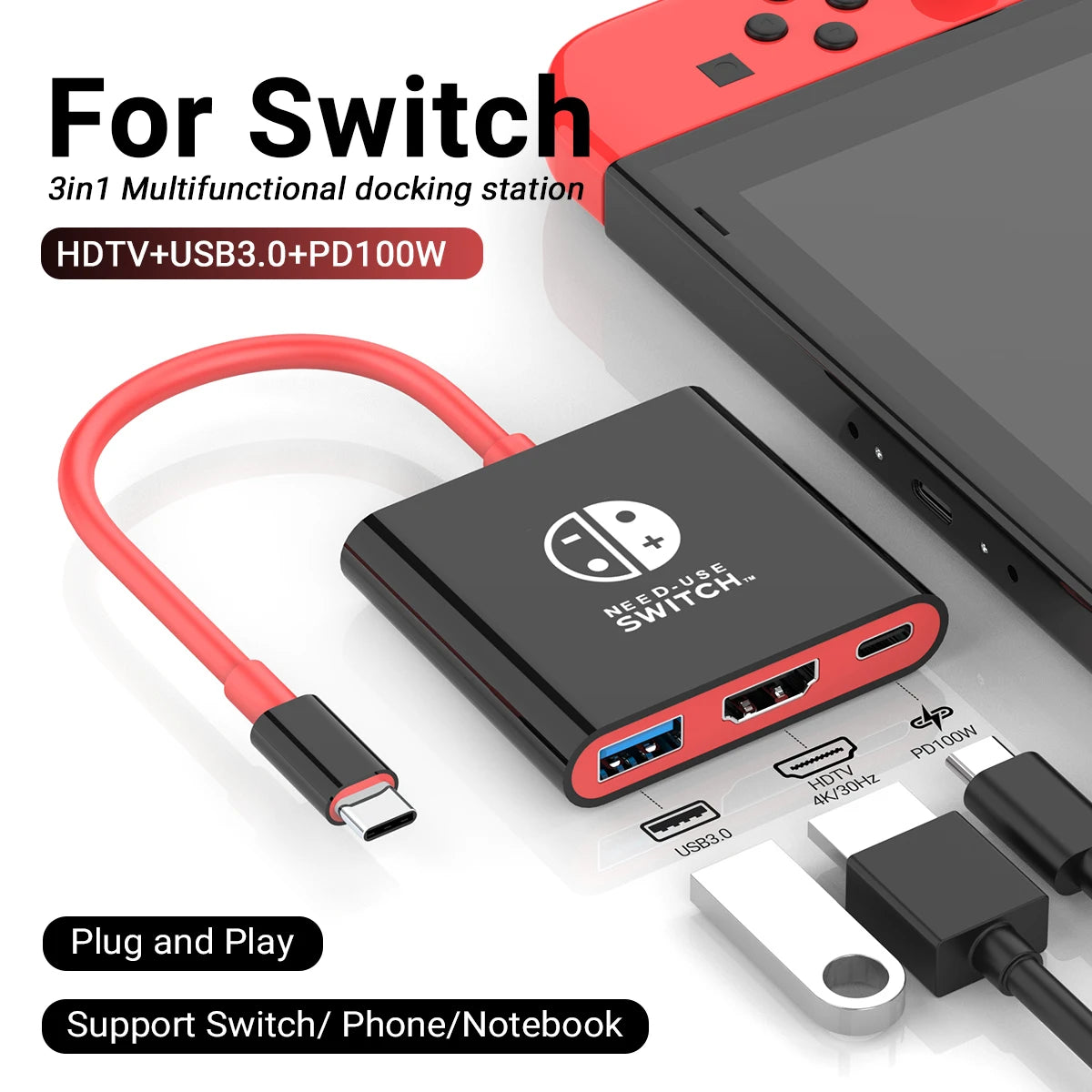 FOR SWITCH TYPE-C HUB Multi-function Adapter