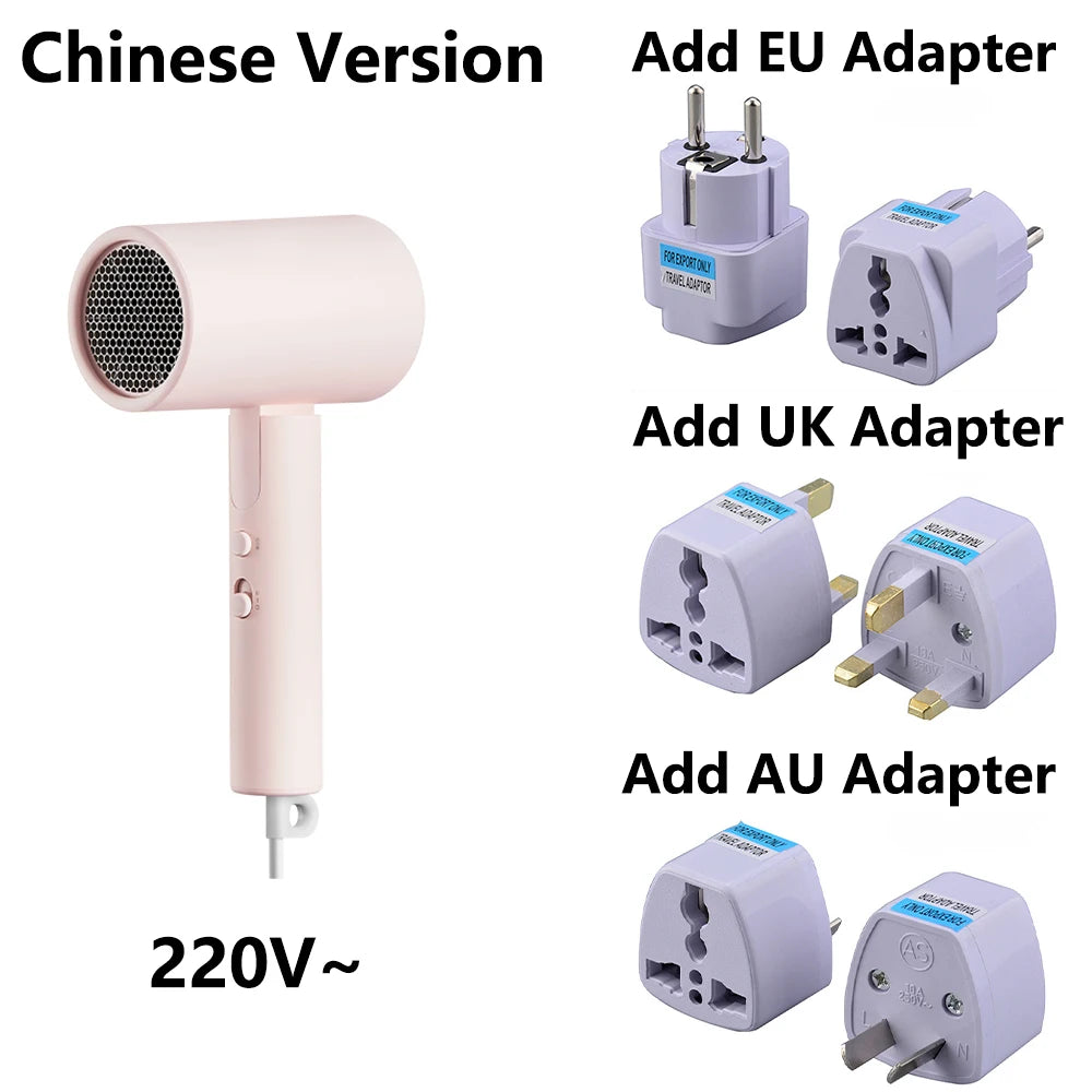 MIJIA 1600W Foldable Ionic Hair Dryer – 20,000 RPM High-Speed Motor, 15m/s Airflow for Quick Drying & Travel