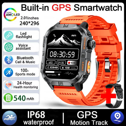 Men's GPS Smart Watch Outdoor Fitness Tracker AMOLED Bluetooth Call