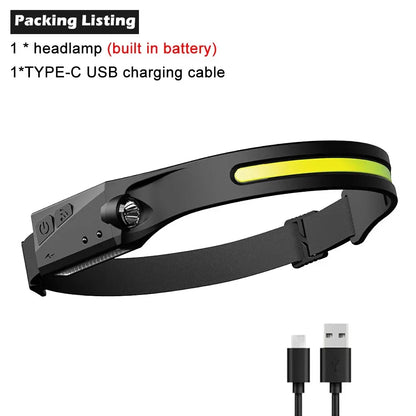 Heinast LED Rechargeable Headlamp 230° Wide Beam – Motion Sensor USB Camping Head Torch